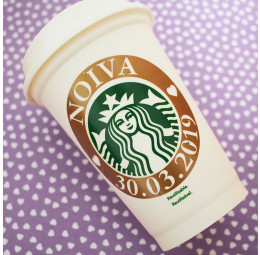 Copo Starbucks Noiva com Data do Casamento