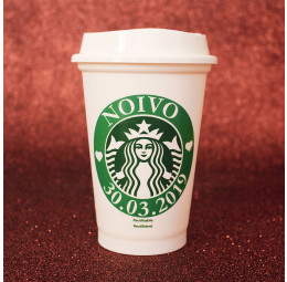 Copo Starbucks Noivo com Data do Casamento