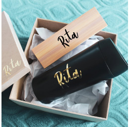 Kit Personalizado com Copo Térmico Neo e Estojo com Caneta e Lapiseira Bambu