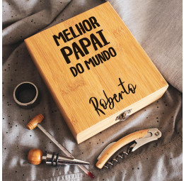 Conjunto para Vinho Personalizado - Melhor Pai