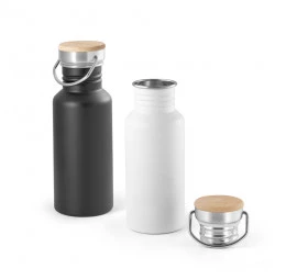 Garrafa de Aço Inox e Bambu para Água