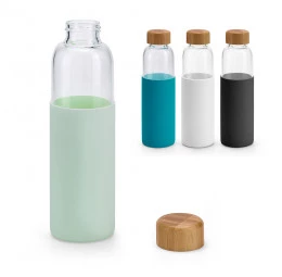 Garrafa de Vidro com luva de silicone para Água