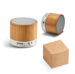 Caixa de Som em Bambu com Microfone