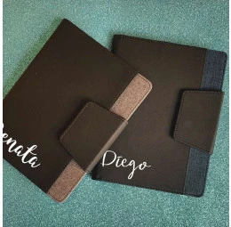 Caderno Bicolor Personalizado com Capa em Couro Sintético