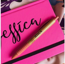 Kit Caderno Neon e Caneta Bambu Colors Personalizados