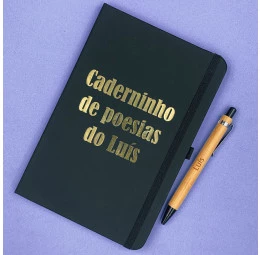 Kit com Caderno Grande Personalizado com Frase e Caneta 
