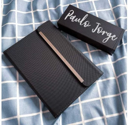 Caderno com fecho magnético e Conjunto de canetas Exclusive - Nome