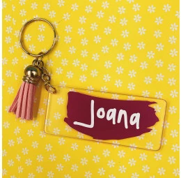 Chaveiro em Acrílico Personalizado - Modelo Fundo Colorido 