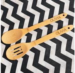 Conjunto de colheres de bambu