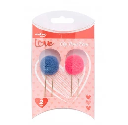 Clips Pom Pom Azul e Rosa com 2 Unidades