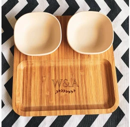 Conjunto para petiscos com tábua e potinhos - Elegance