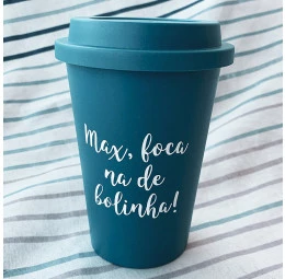 Copo com Tampa com frase personalizada