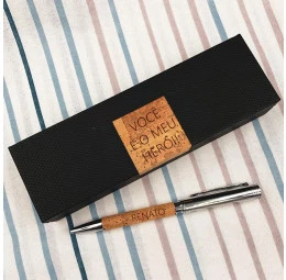 Caneta e Estojo Personalizados em Cortiça -  Dia dos Pais