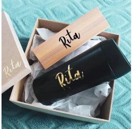 Kit Personalizado com Copo Térmico Neo e Estojo com Caneta e Lapiseira Bambu