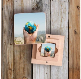 Pen Drive em Madeira Personalizado com Foto - Viagem