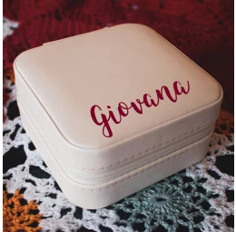 Porta Jóias Quadrado Personalizado - Branco Pérola