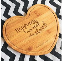 Tábua de bambu Coração - Happiness