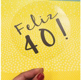Topo de Bolo em Acrílico Personalizado - Modelo Feliz 40