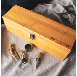 Conjunto para Vinho Exclusive com gravação à laser